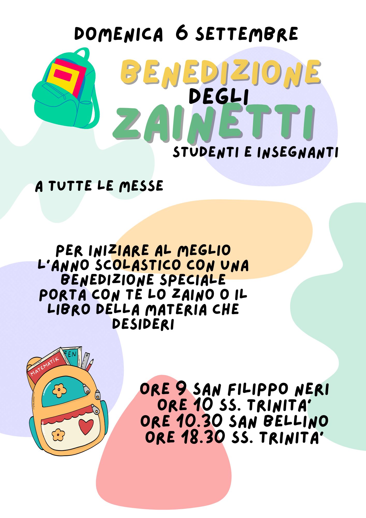 Benedizione zainetti